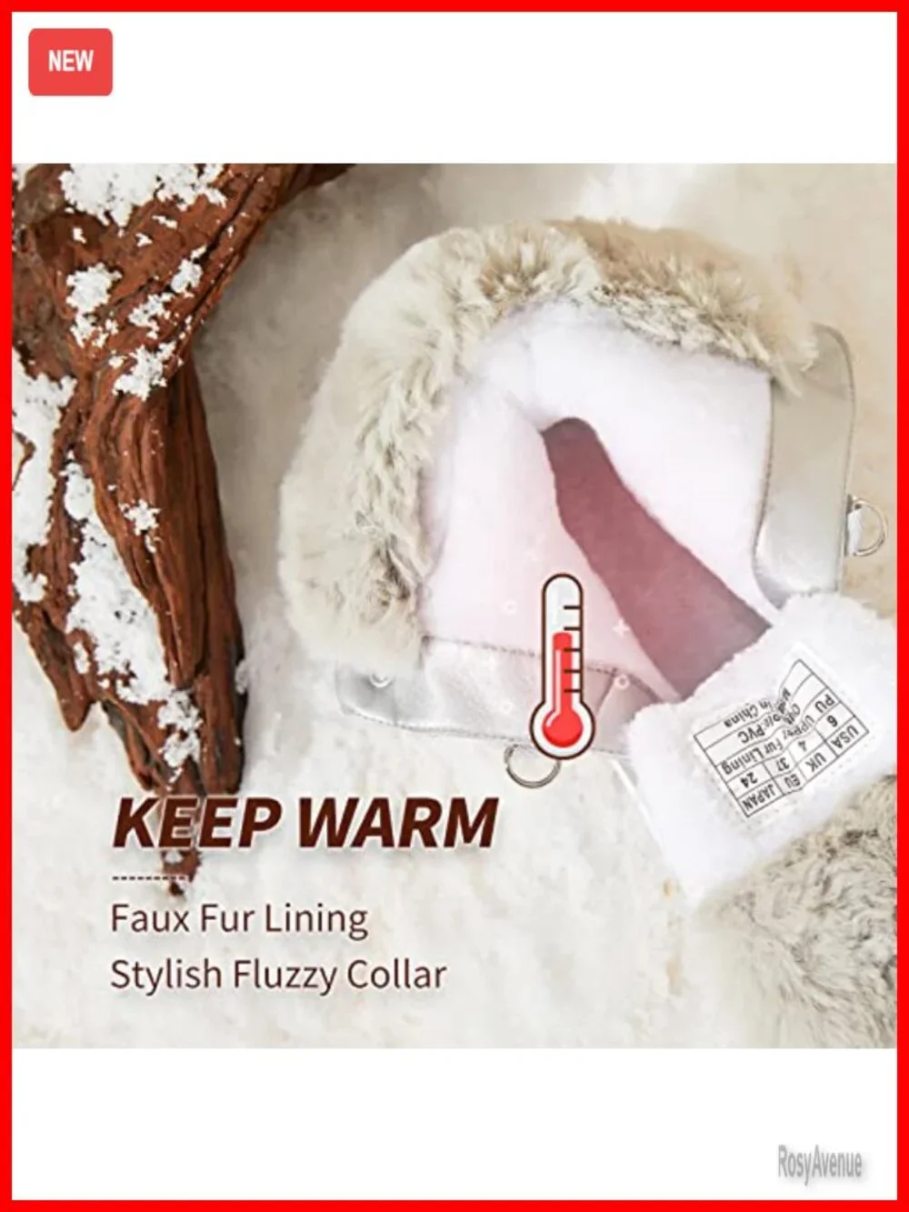 Warm Fur Lined Mid-Calf Winter Snow Boots Waterproof Non-slip Lace Up Combat